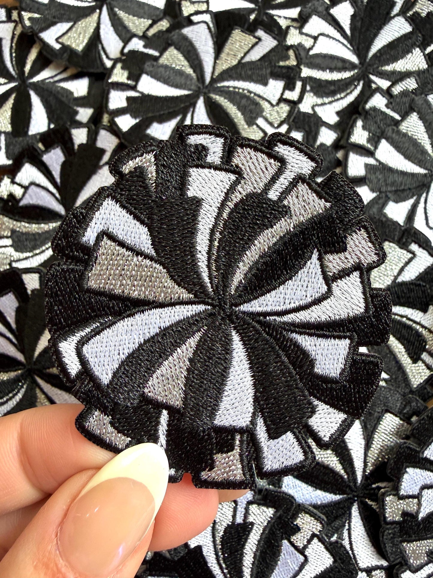 Pom Pom Patches, Black and White Cheer Appliques