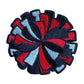 Cheer Pom Pom Embroidered Patch: Red & Black Iron-On Applique