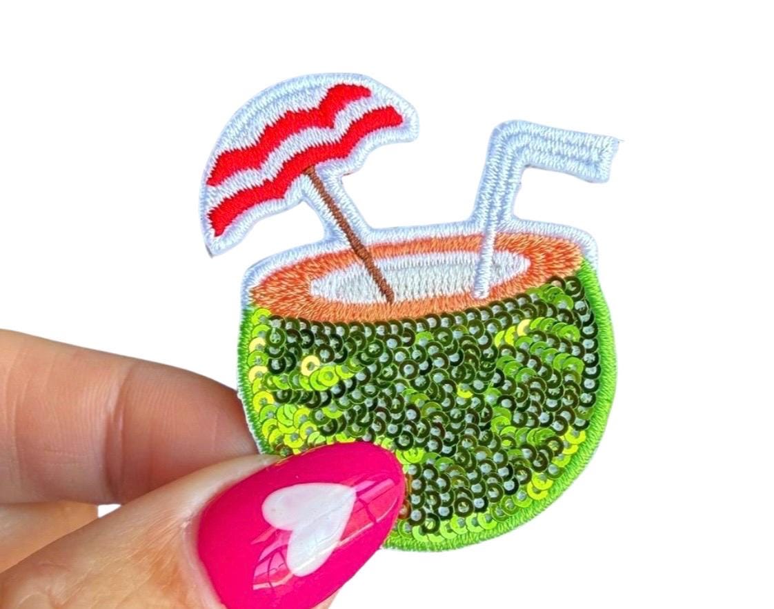 Pineapple Patch, Tropical Sequin Patches, Coconut Drink Applique