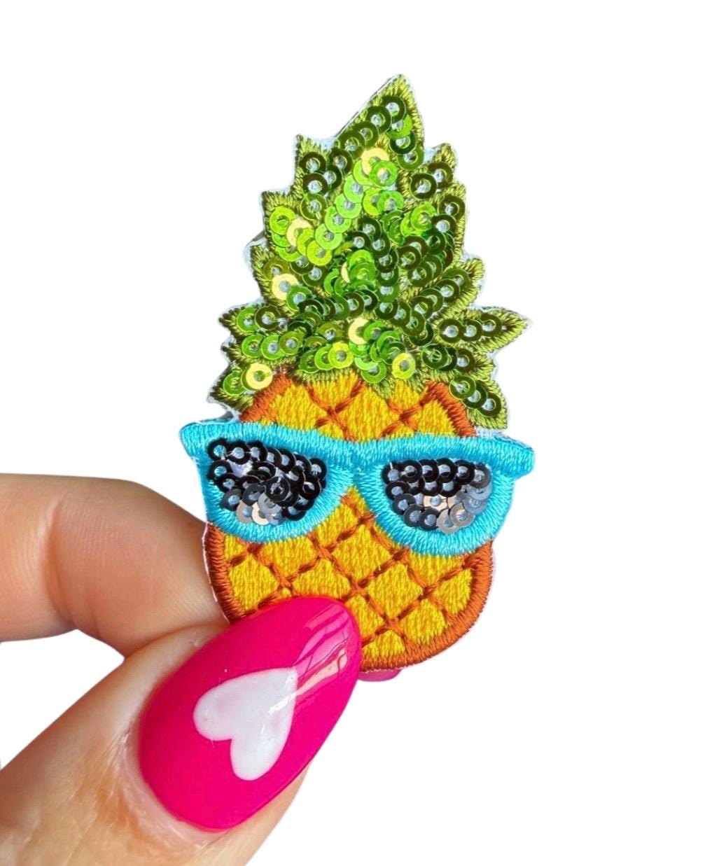 Pineapple Patch, Tropical Sequin Patches, Coconut Drink Applique