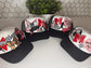 Cheer Pom Pom Embroidered Patch: Red & Black Iron-On Applique