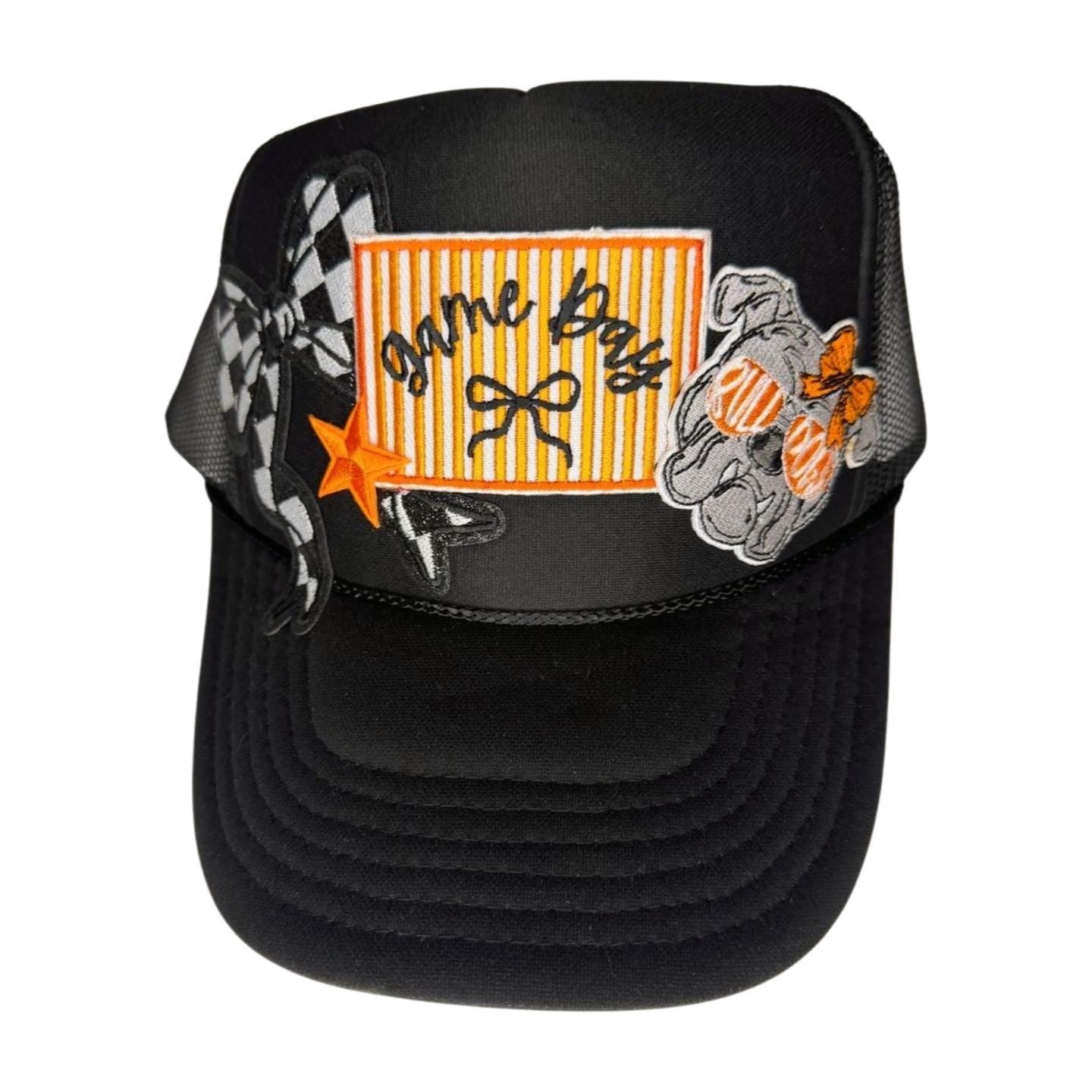 Black Game Day Embroidered Iron-On Patch: Sports Mom DIY