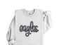 Sequin Eagles Patch:  11" Silver Glitter Iron-On, DIY