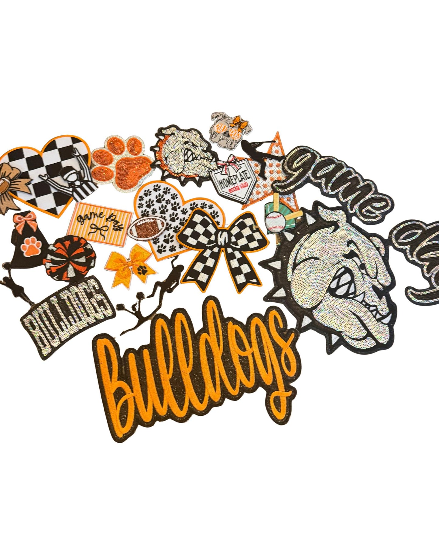 Bulldog Patch Bundle, Orange Bulldog Iron-On Patches