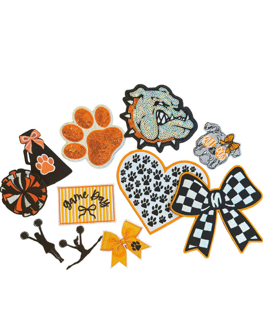Bulldog Patch Bundle, Orange Bulldog Iron-On Patches