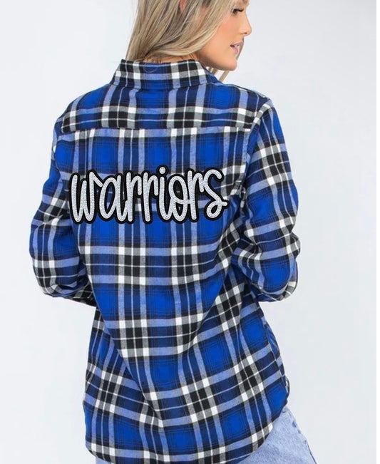 Flannel Shirt with Sequin Warriors Patch